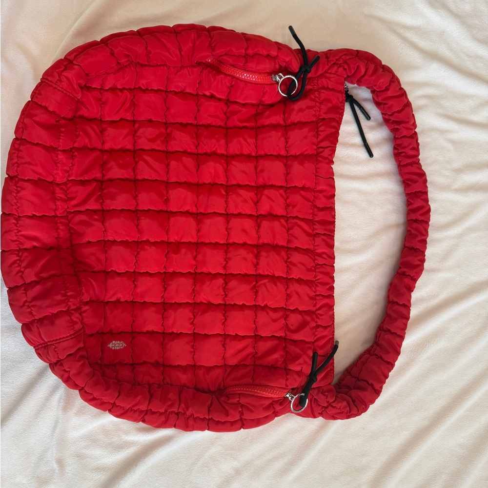 Free people Red Quilted puffer carry all  Shoulder Bag